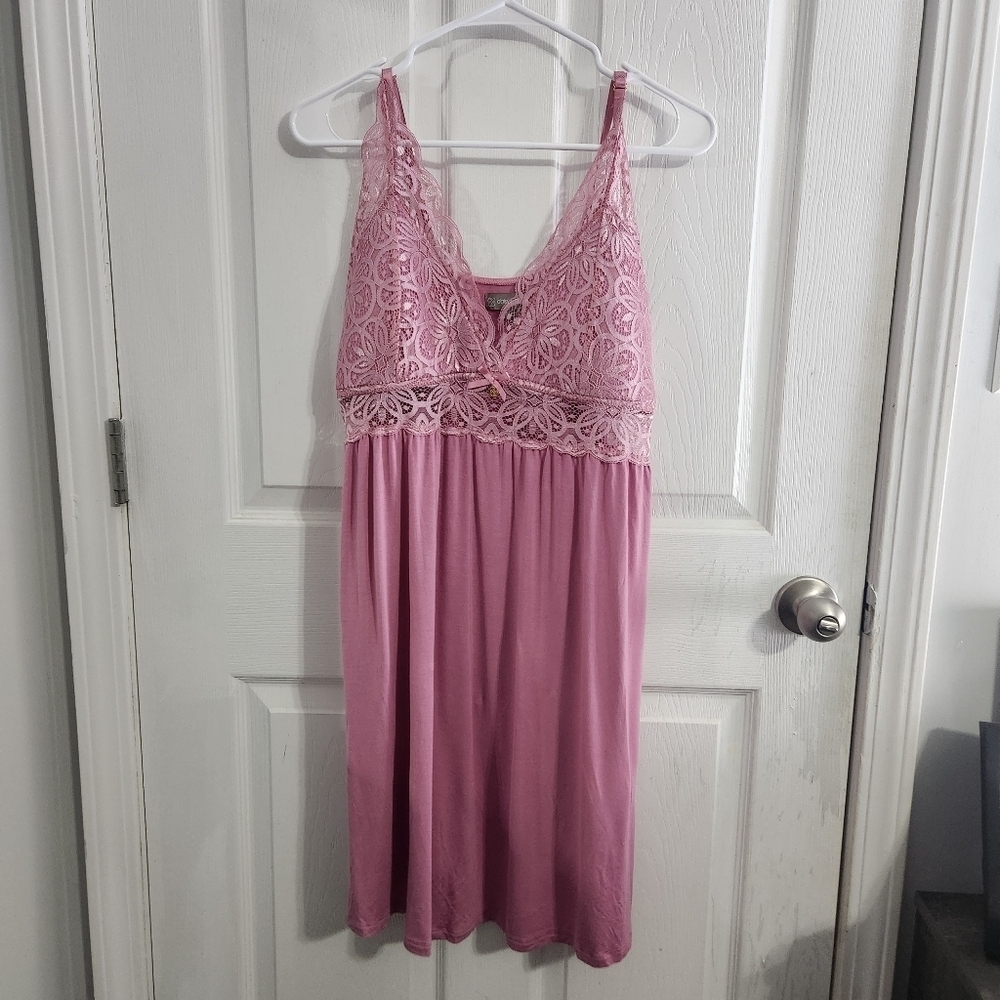 Daisy Fuentes pink lacey cami Coquette Slip Dress 90s y2k babydoll women 1x